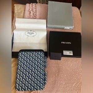 Prada Blue and Black Geometric iPad tablet sleeve